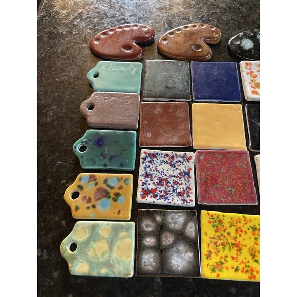 LOT OF 30 + VINTAGE GLAZED TILE SAMPLES MIXED TRAVERTINE MULTICOLOR PATTERN - Picture 5 of 10
